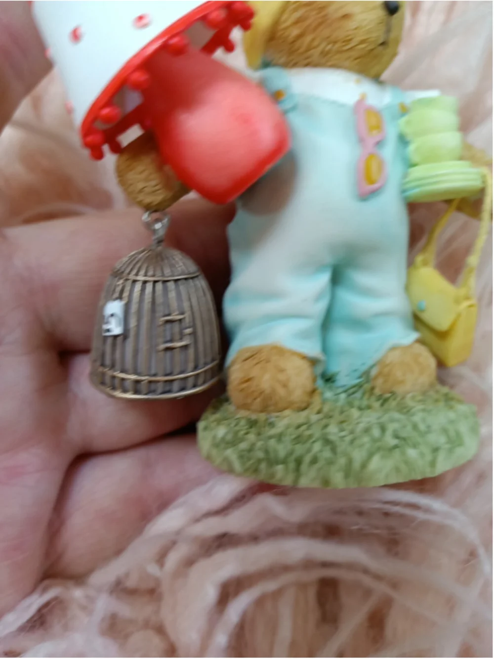 Cherished Teddies Nicole Girl Bear with Lamp, Birdcage & Purses Thrift Shopper